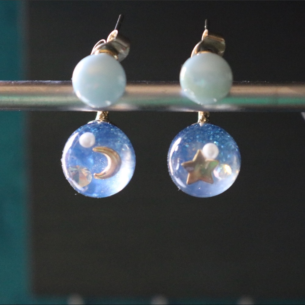 Beautiful two story Star and moon earrings